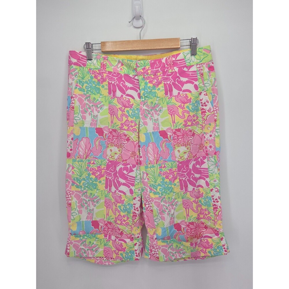 Lilly Pulitzer Juice Stand Patchwork Bermuda Shorts Womens 10 Palm Beach Fit